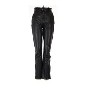 Easy Rider Thick Black Leather Moto Pants High Ride Straight Zippers 6